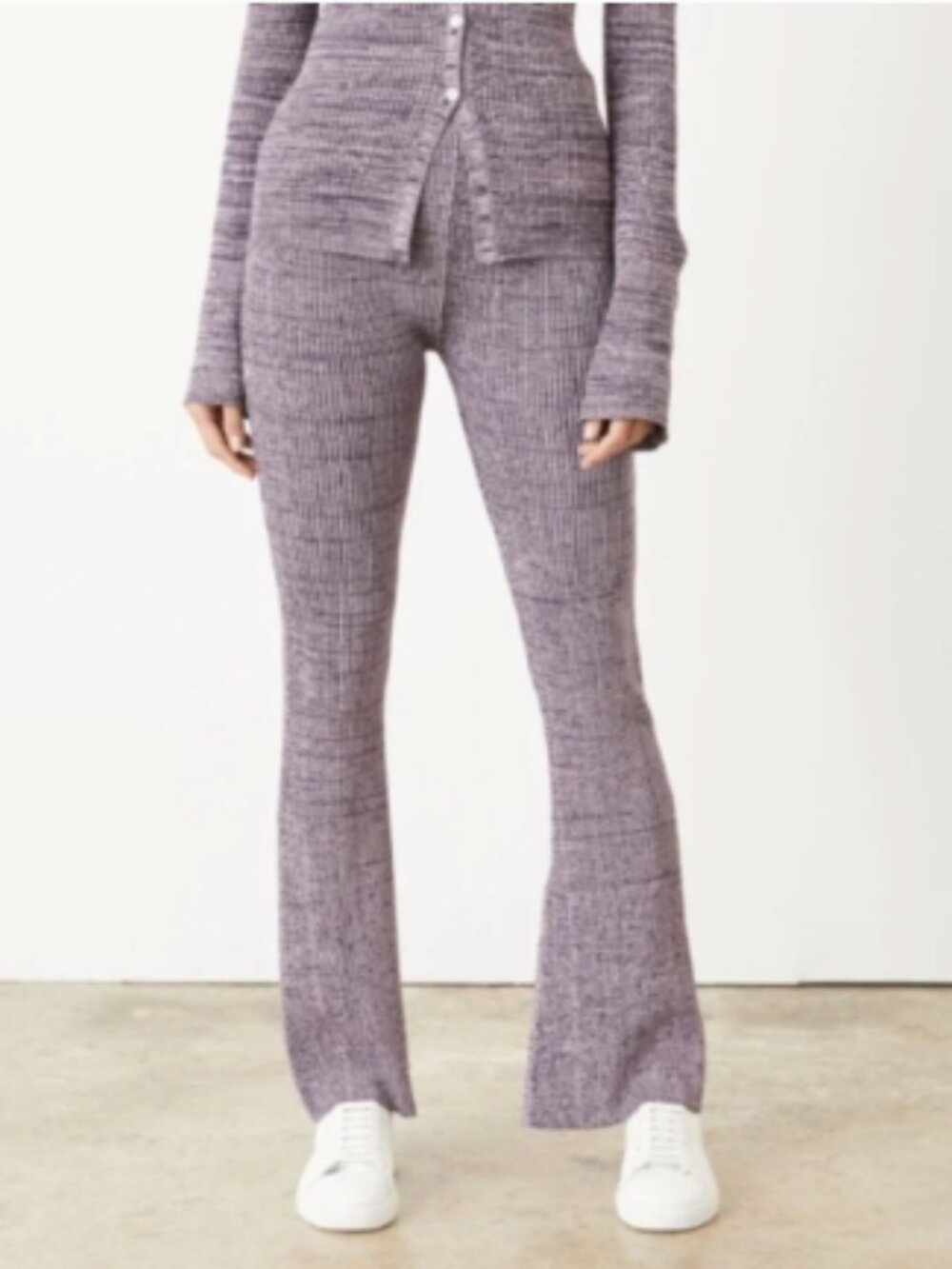 BANDIER LE ORE Rimini Ribbed Flare Pants in Lavender Purple Sz XS